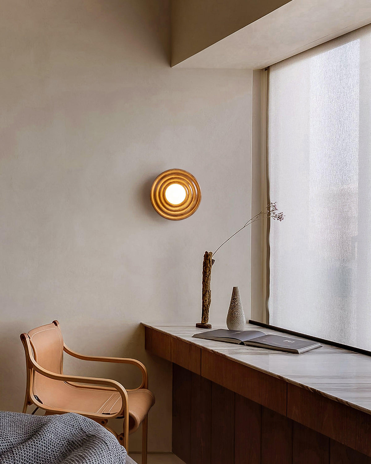 Ceiling Light Metal Body Resin Rippled Canopy Organic Minimalist-Neutral Decor