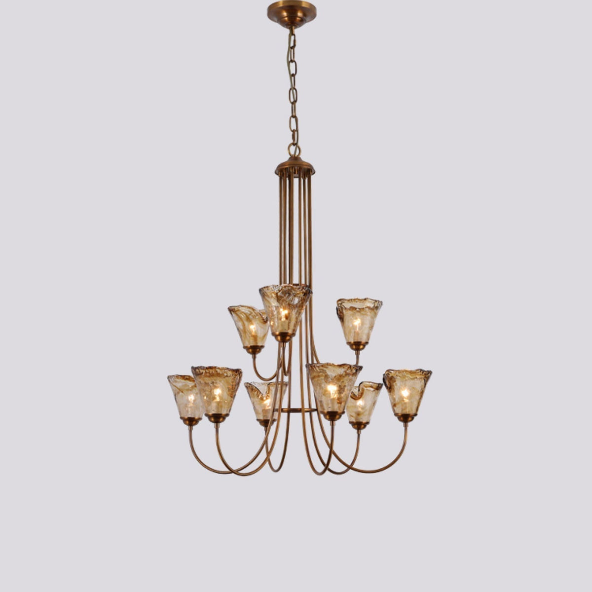Ilsilis Lustre Métal Laiton Ambre Vintage Industriel