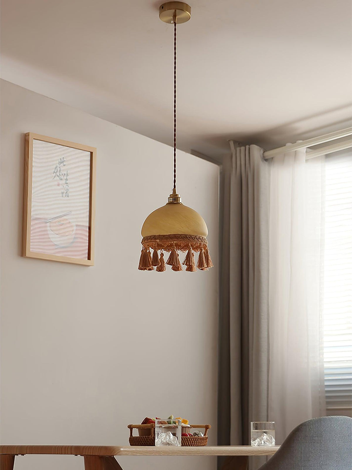 Reneira Suspension en Tissu avec Franges et Guirlande
