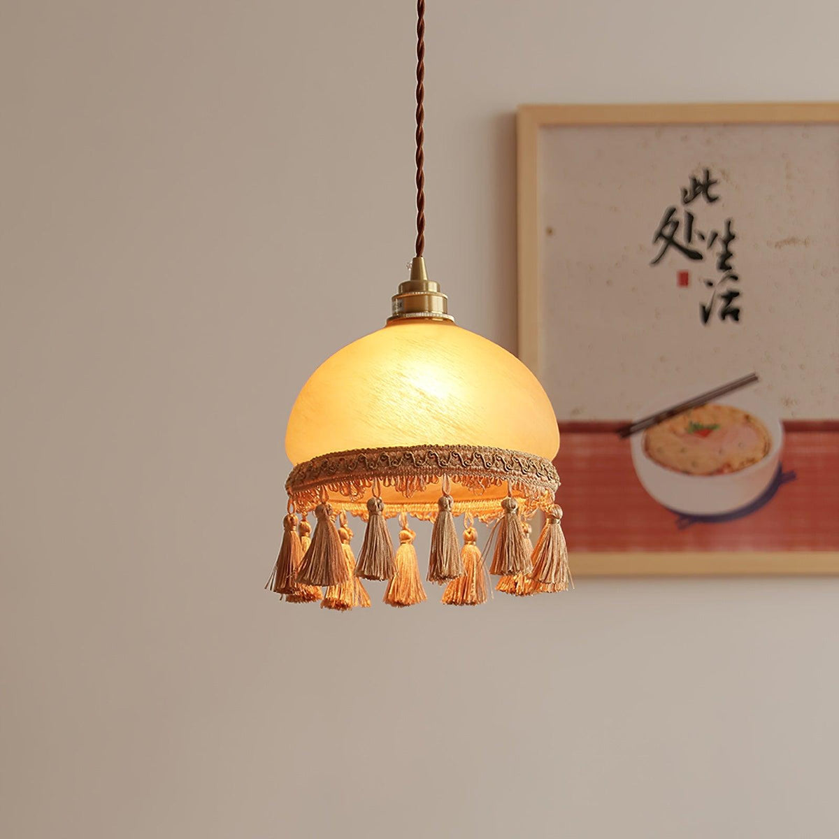 Reneira Suspension en Tissu avec Franges et Guirlande