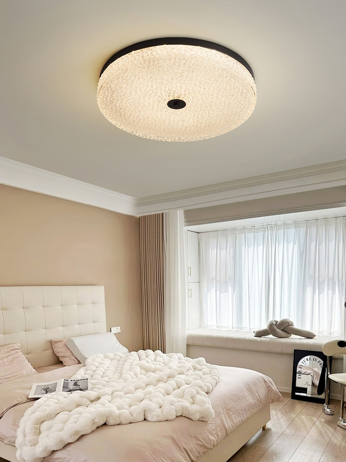 Salelise Lumière de Plafond en Verre Givré Texturé Minimaliste