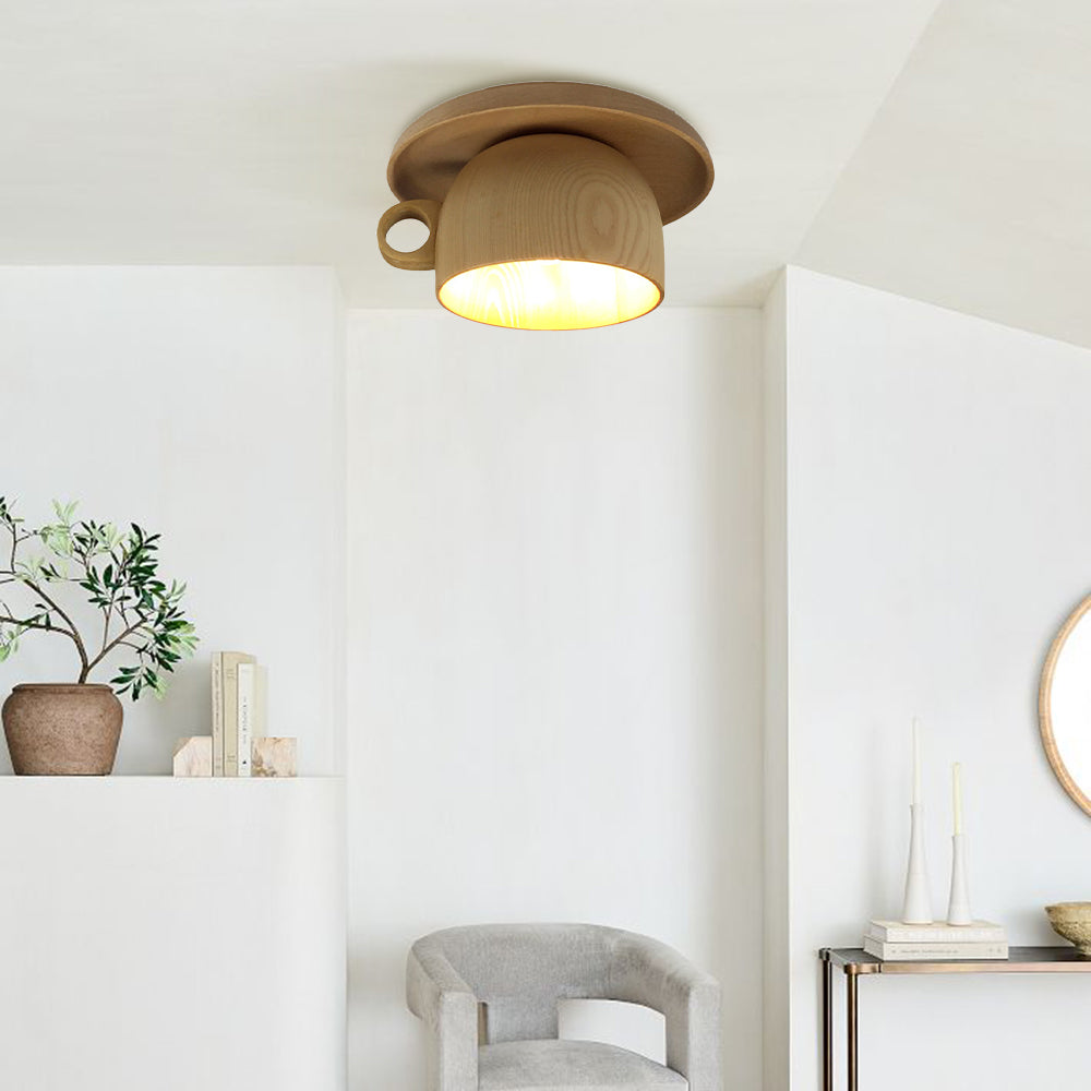 Arisha Moderne Bois Tasse Plafonnier Chambre à Coucher