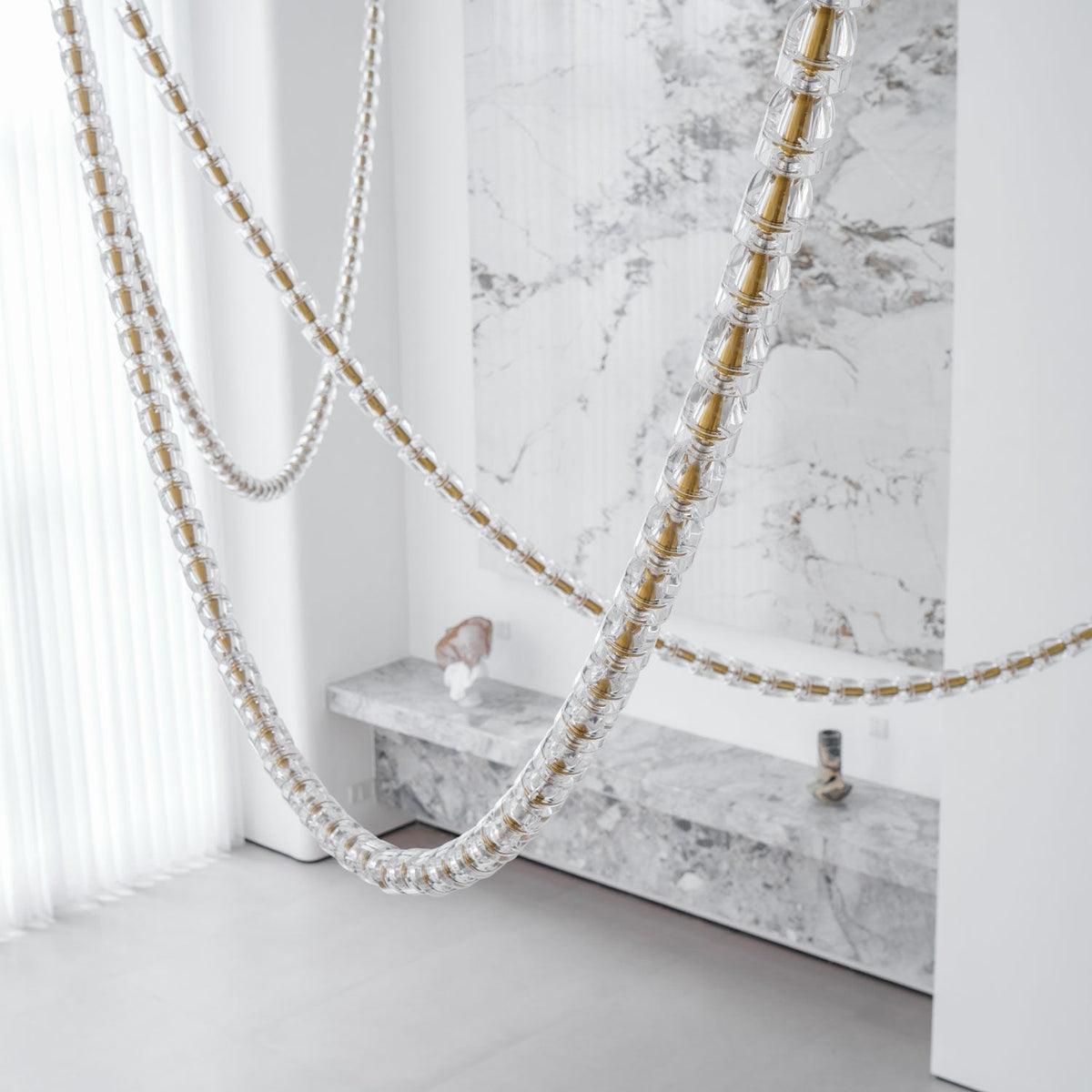 Celio Lustre Cristal Doré LED 3-Lignes