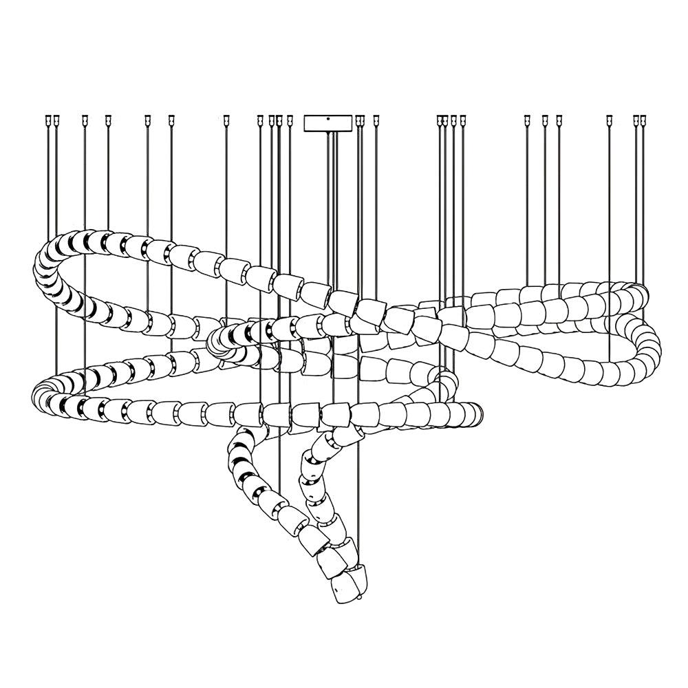 Renuna Lustre Chrome Cristal Entrelacé Lignes