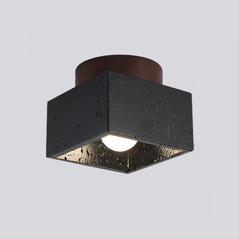 Rilon Sqaure&Round Ceiling Light Black& Yellow Travertine-Neutral Decor