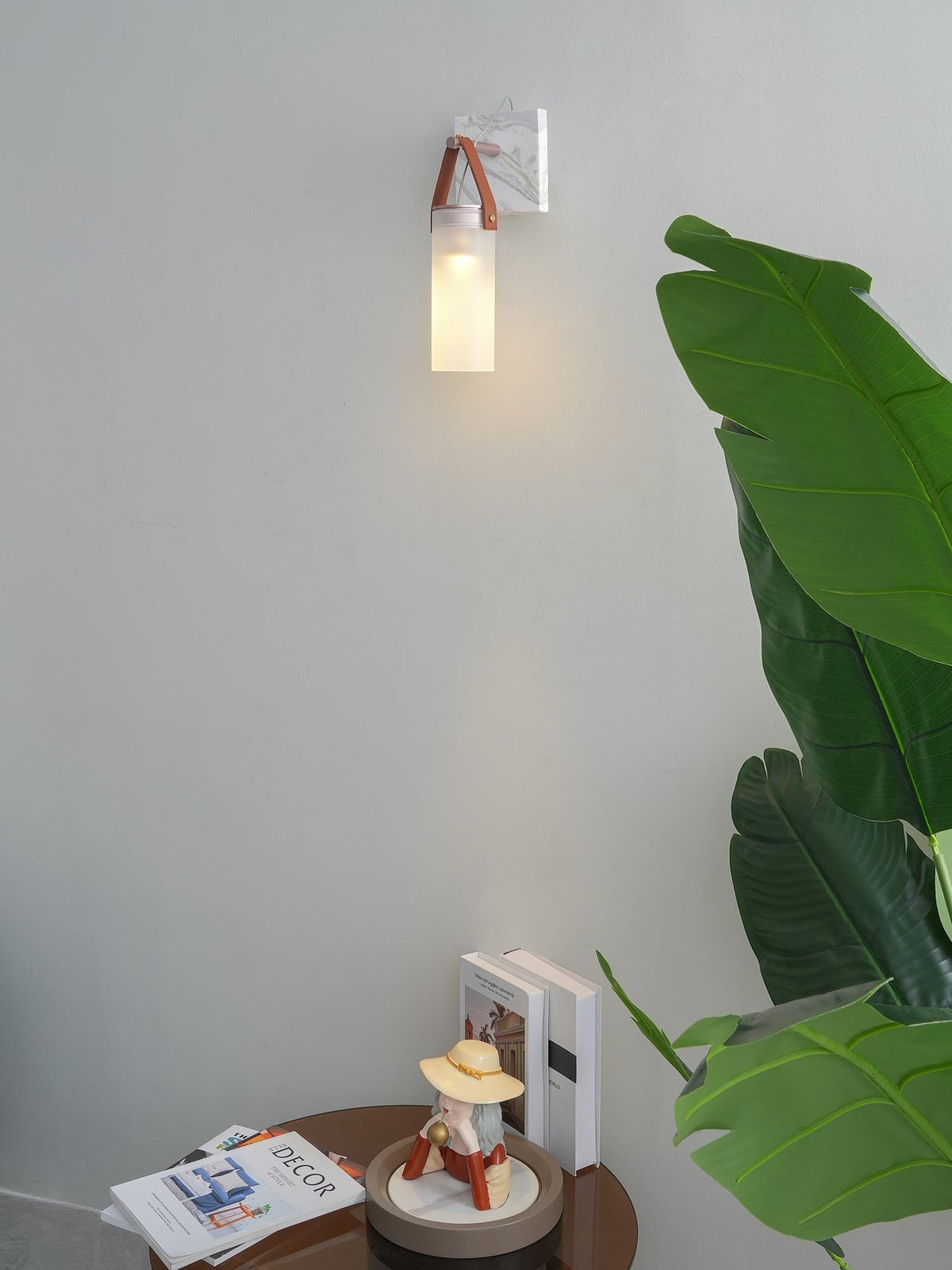 Galerie Wall Lamp Fontana Glass Leather Marble-Neutral Decor
