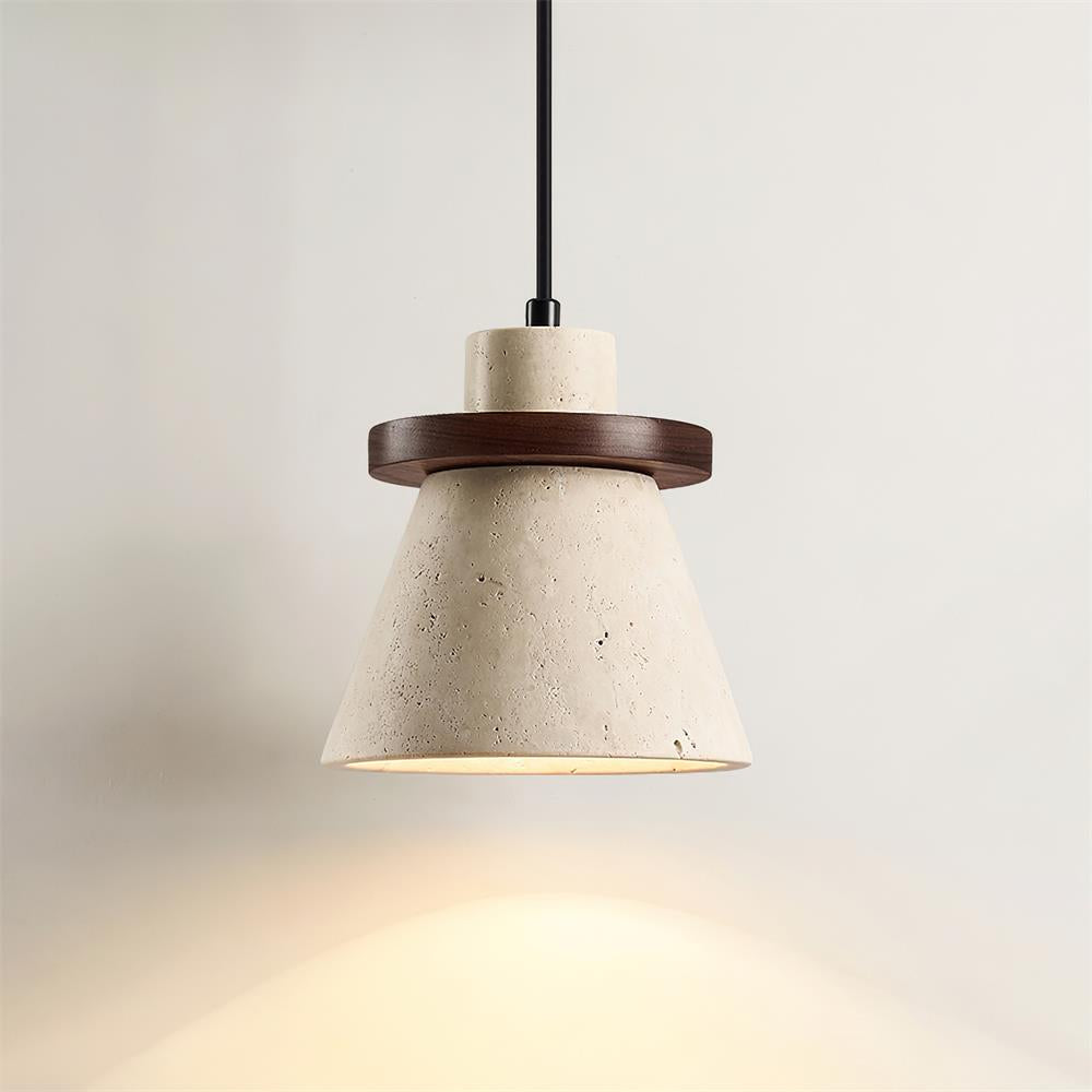 Virela Pendant Lamp Travertine Wood Minimalist-Neutral Decor