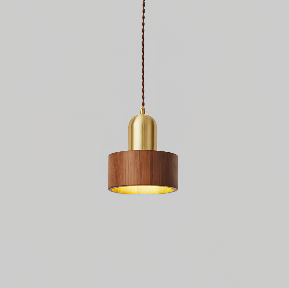 Wood Pendant Lamp Assorted Shapes in Solid Wood and Brass-Neutral Decor
