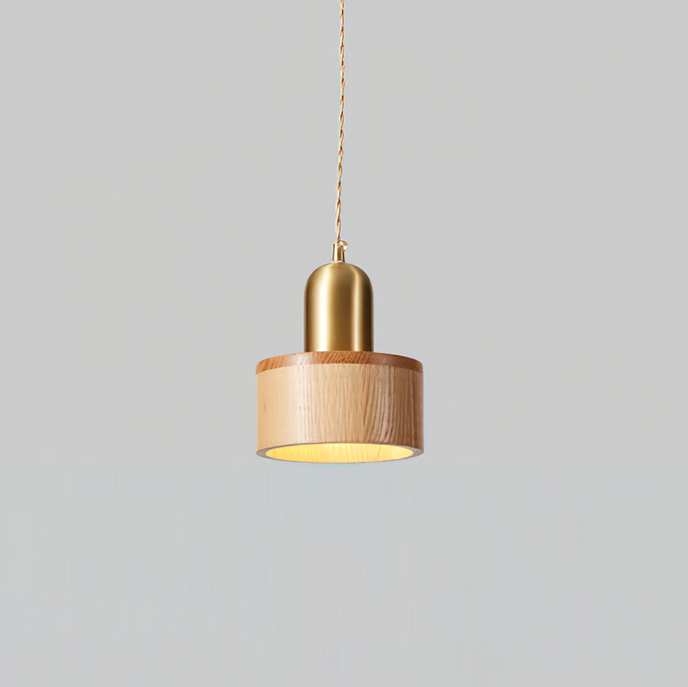 Wood Pendant Lamp Assorted Shapes in Solid Wood and Brass-Neutral Decor