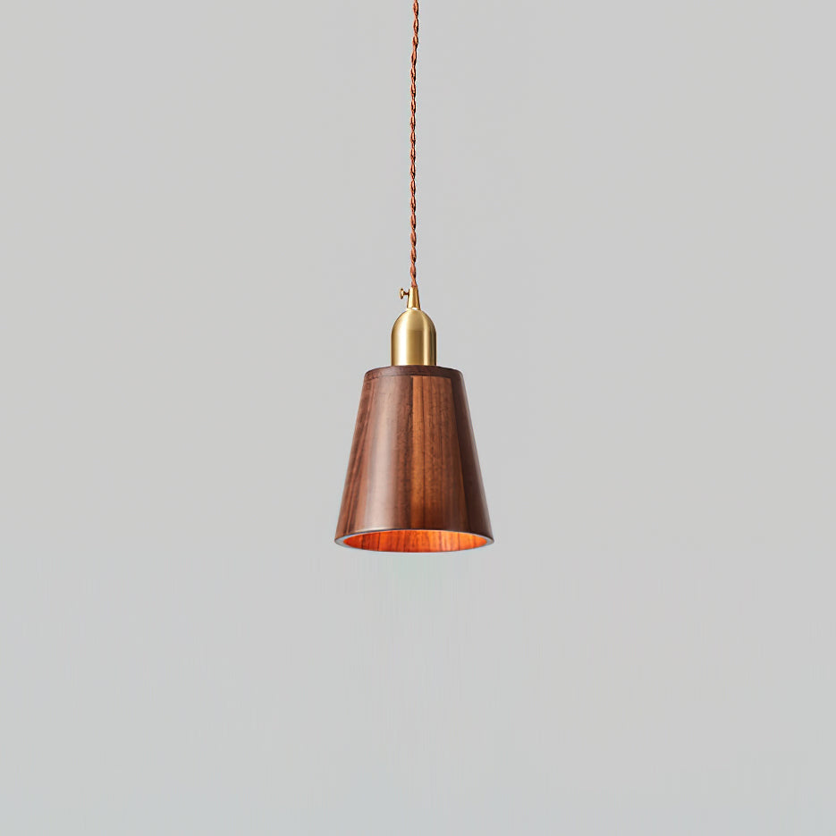 Wood Pendant Lamp Assorted Shapes in Solid Wood and Brass-Neutral Decor