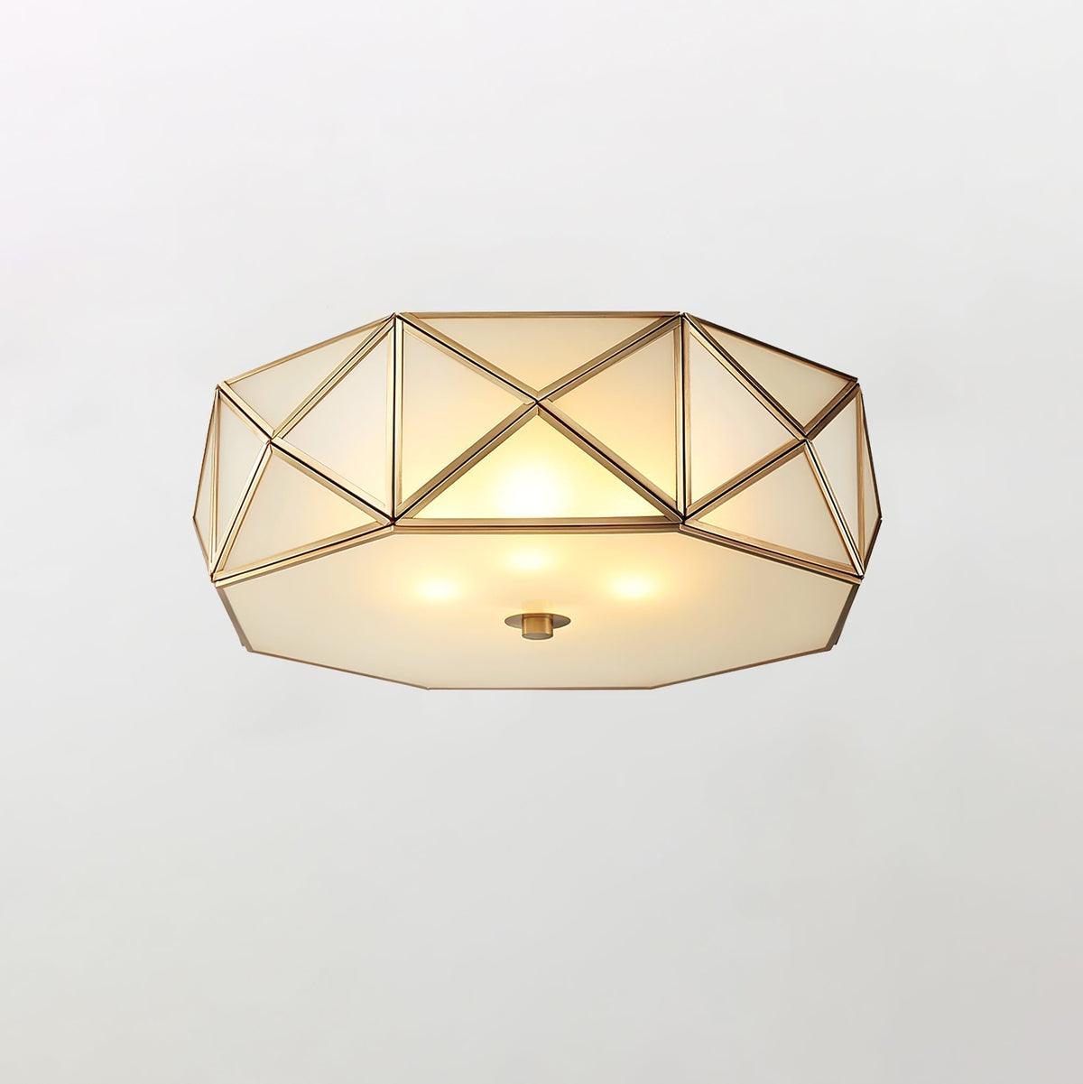 Eldeva Lampe de Plafond Géométrique en Laiton et Verre