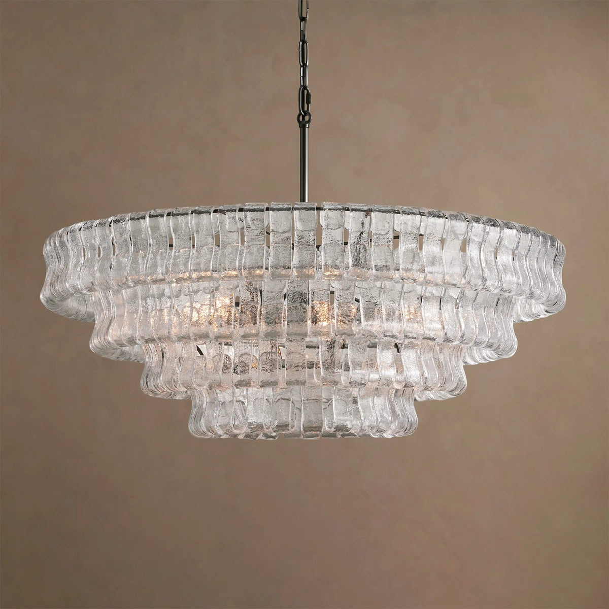 Dimensional diagram of the medium 35.4-inch Ghiaccio Chandelier.