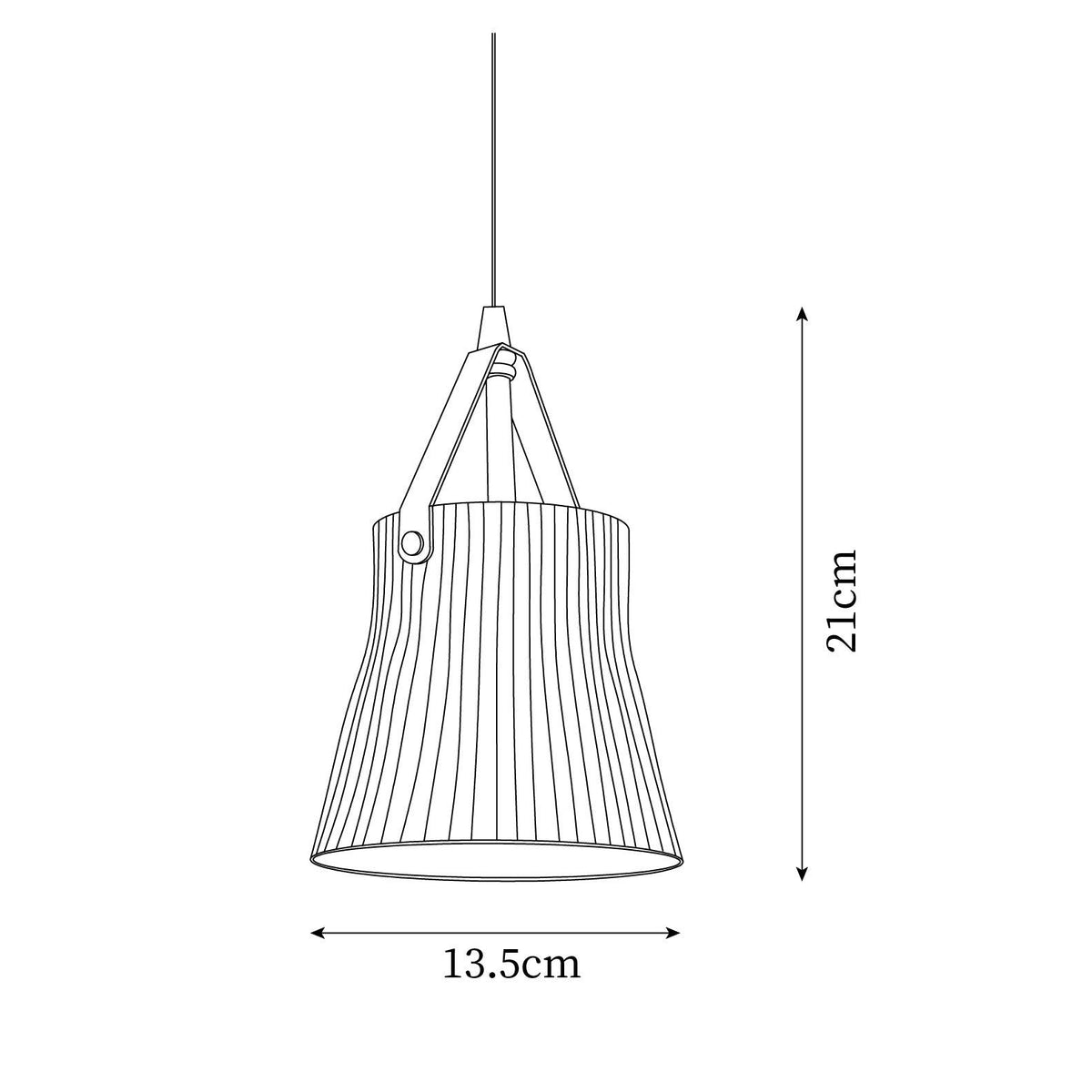 Pendant Lamp Ceramic Ribbed Shade Brass Leather Strap Modern-Neutral Decor
