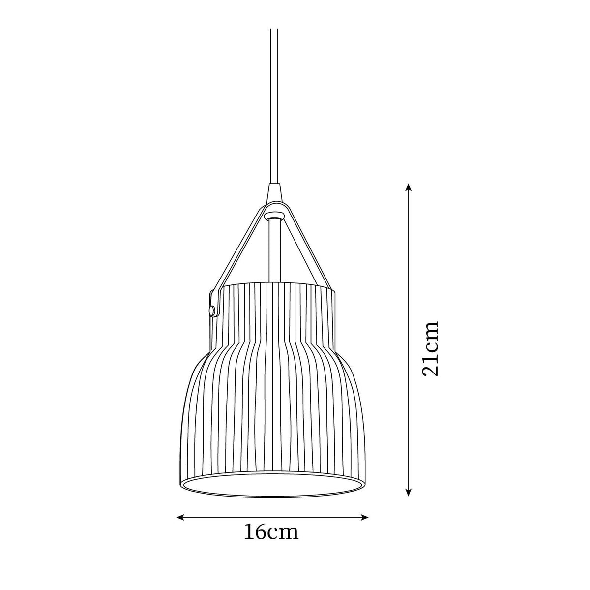 Pendant Lamp Ceramic Ribbed Shade Brass Leather Strap Modern-Neutral Decor