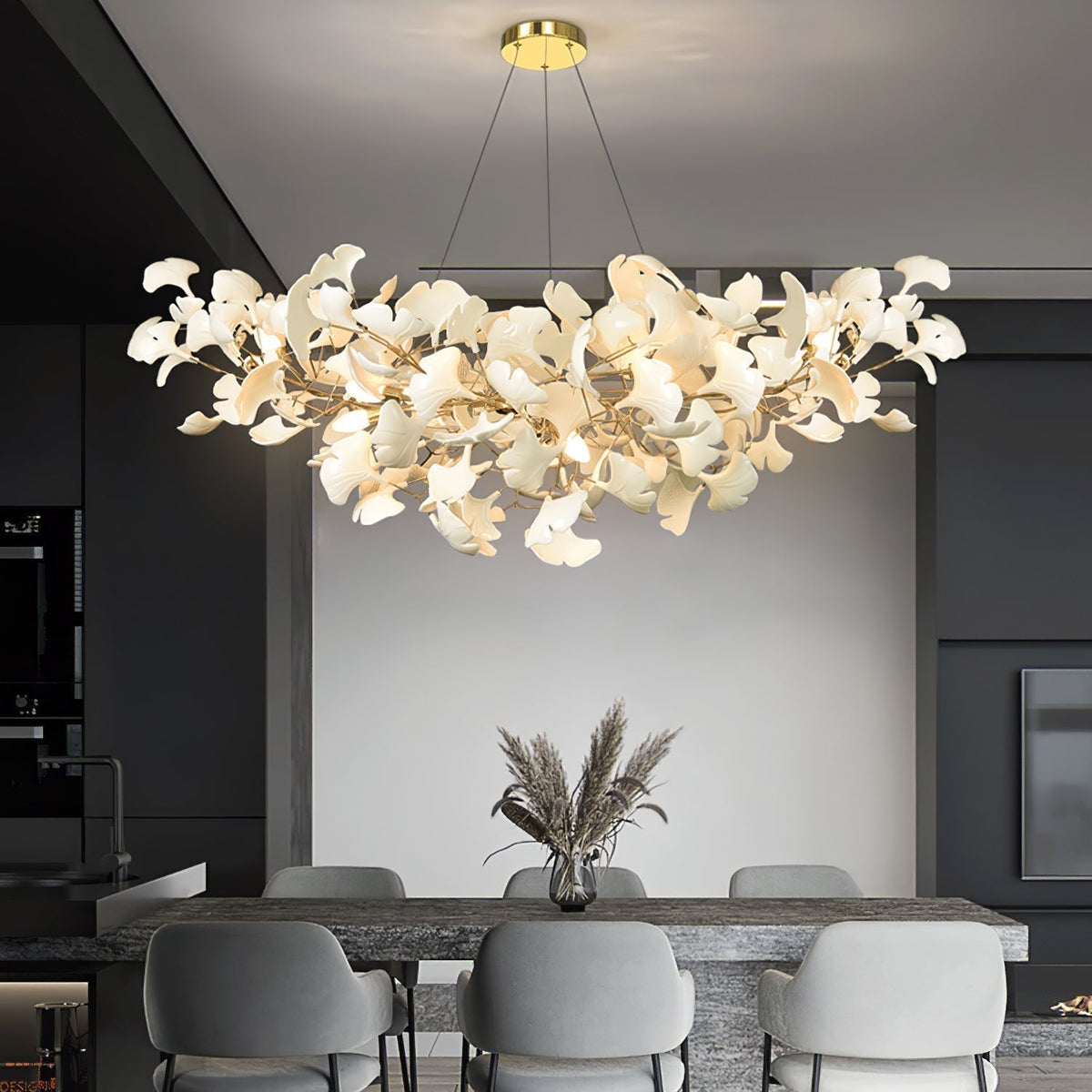 Metr Lustre de Luxe en Céramique pour Salon en Forme d’Arc en U