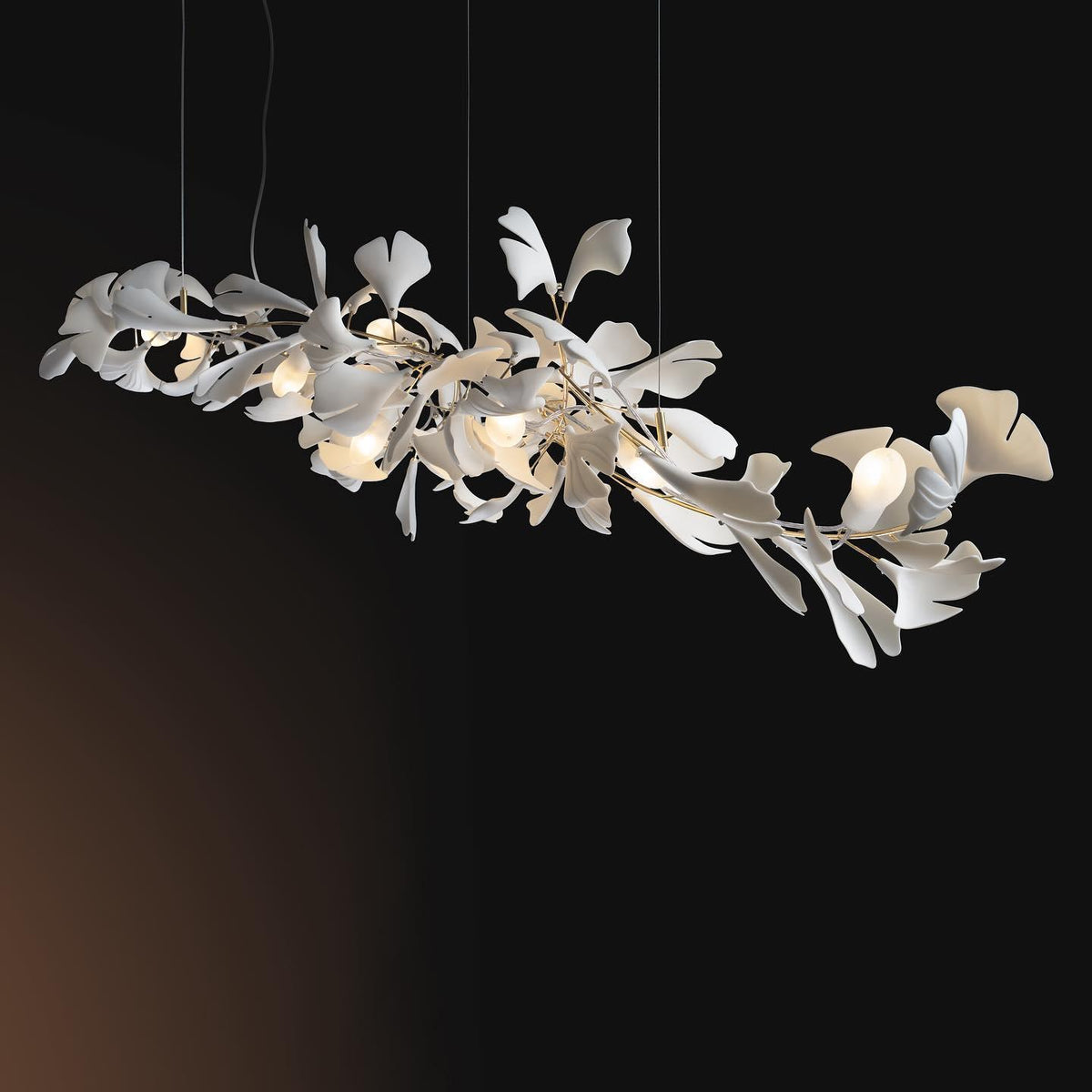 Belilia Lustre en céramique en forme de branche avec feuille de gingko