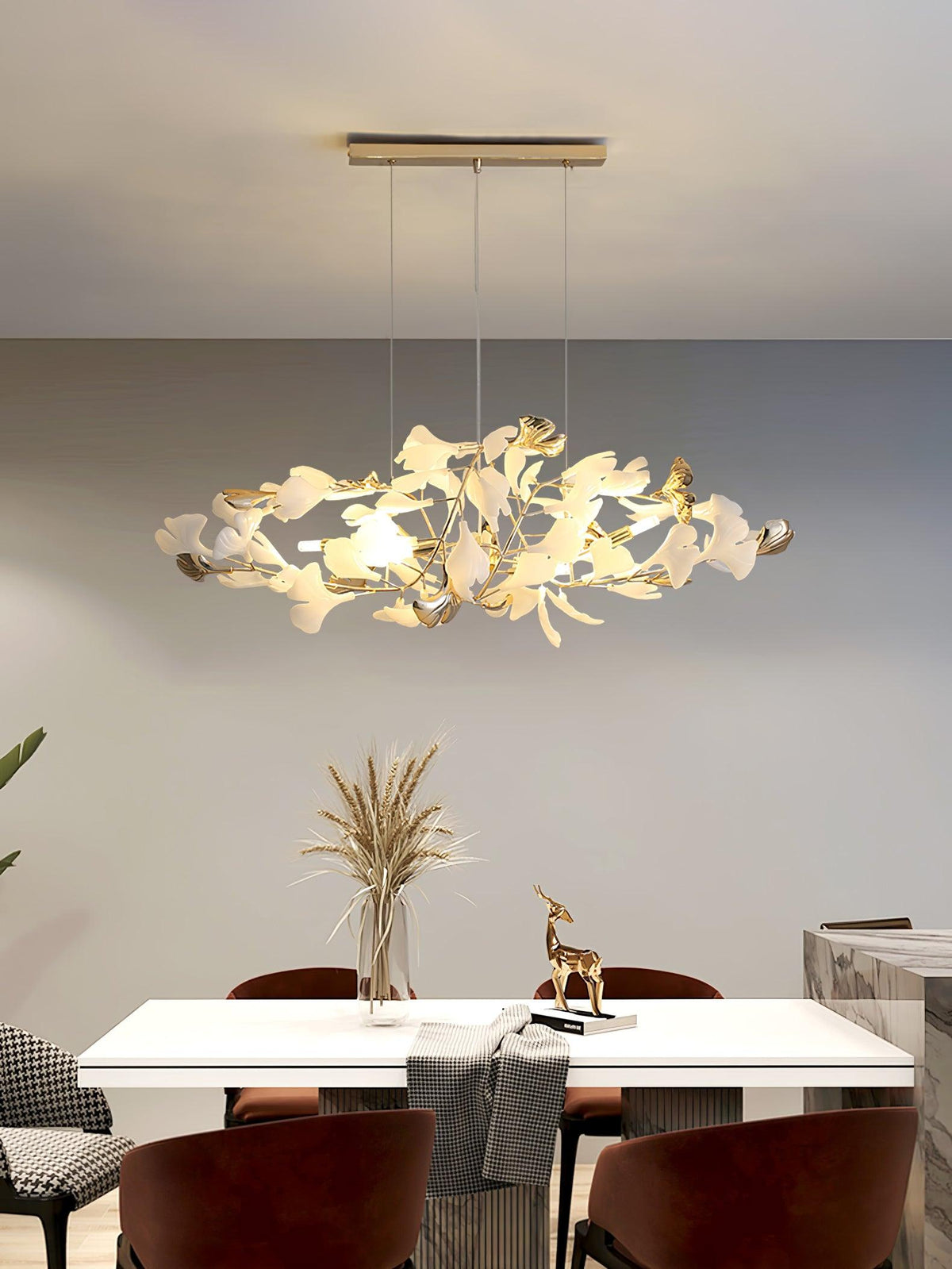 Celetta Lustre Élégant en Céramique Ginkgo