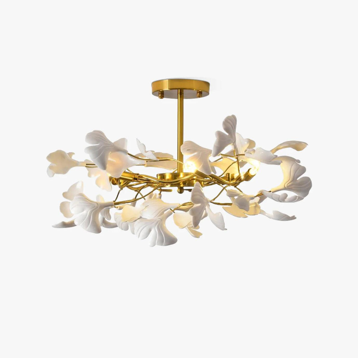 Auriora Suspension en Céramique Feuilles Gingko Dorée