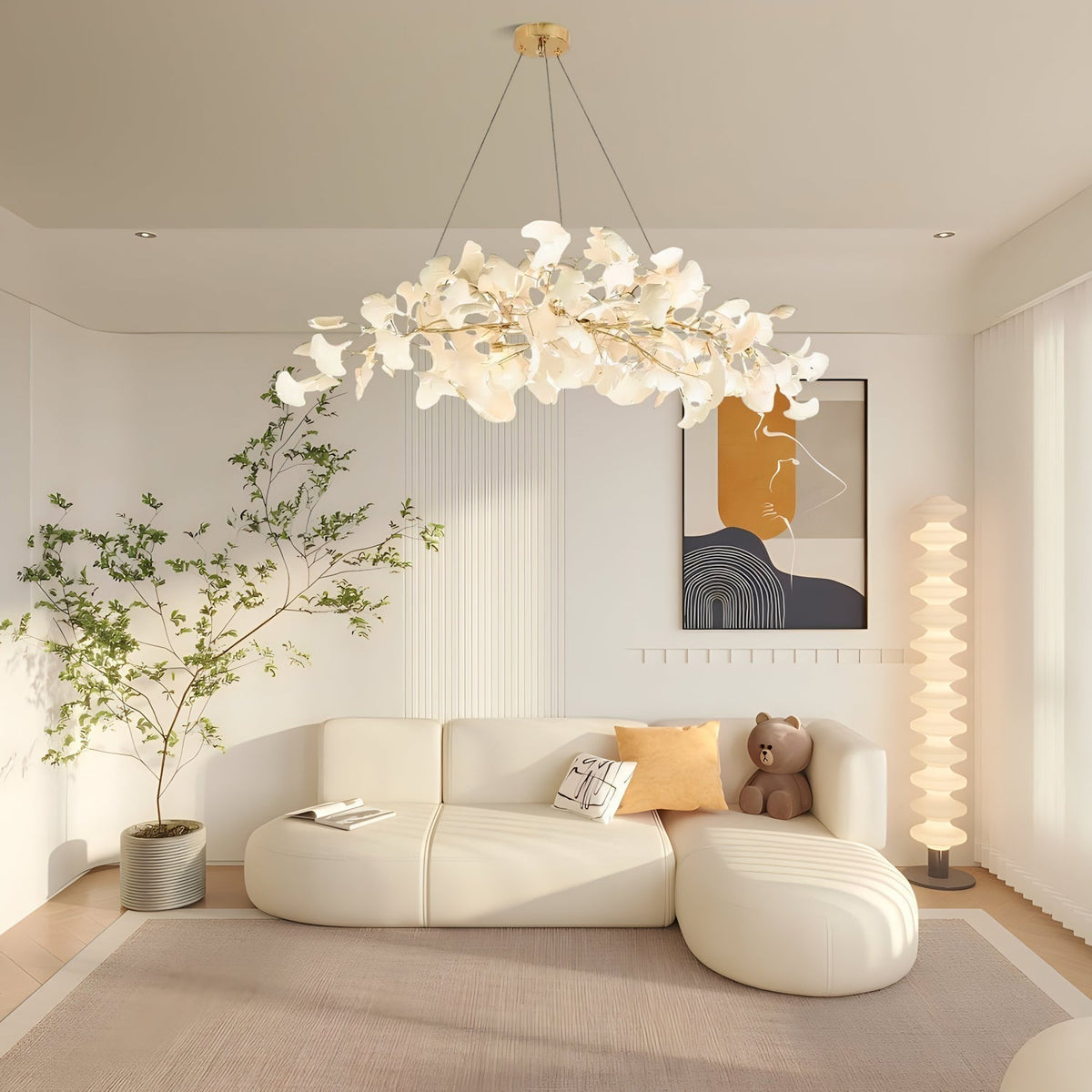 Arux Lustre Ginkgo Art Déco Courbé Vers le Bas