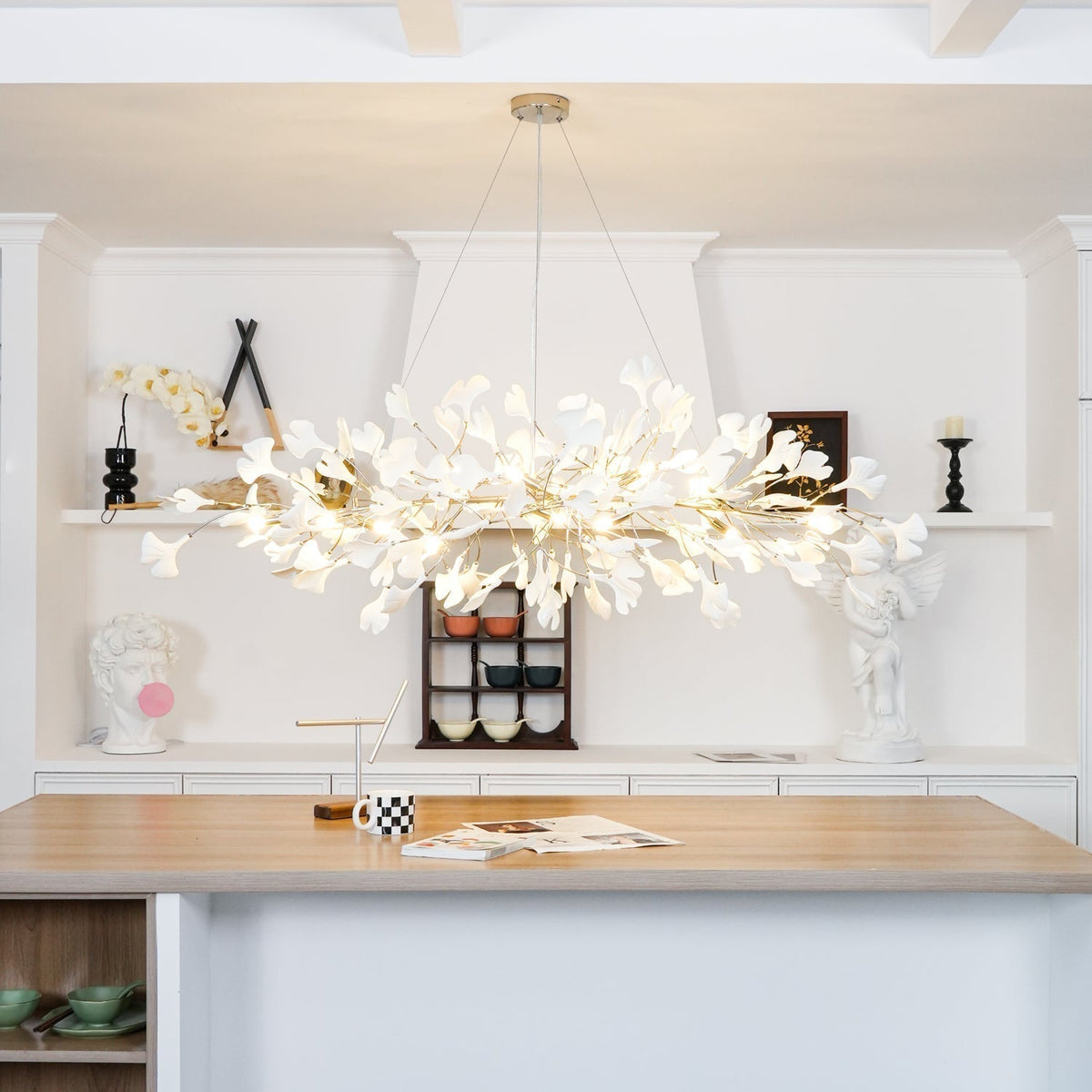 Arux Lustre Ginkgo Art Déco Courbé Vers le Bas
