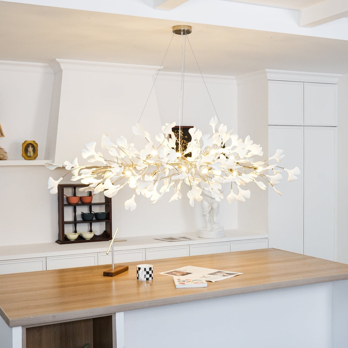Arux Lustre Ginkgo Art Déco Courbé Vers le Bas
