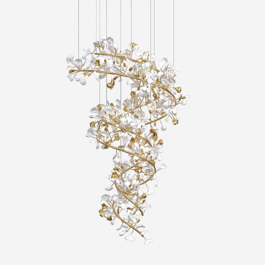 Eloria Cascading Floral Spiral Chandelier-Neutral Decor