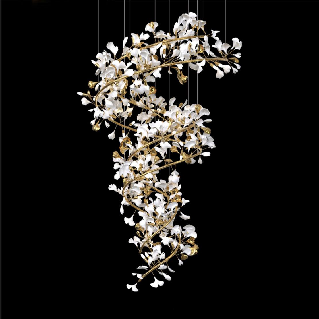 Eloria Cascading Floral Spiral Chandelier-Neutral Decor