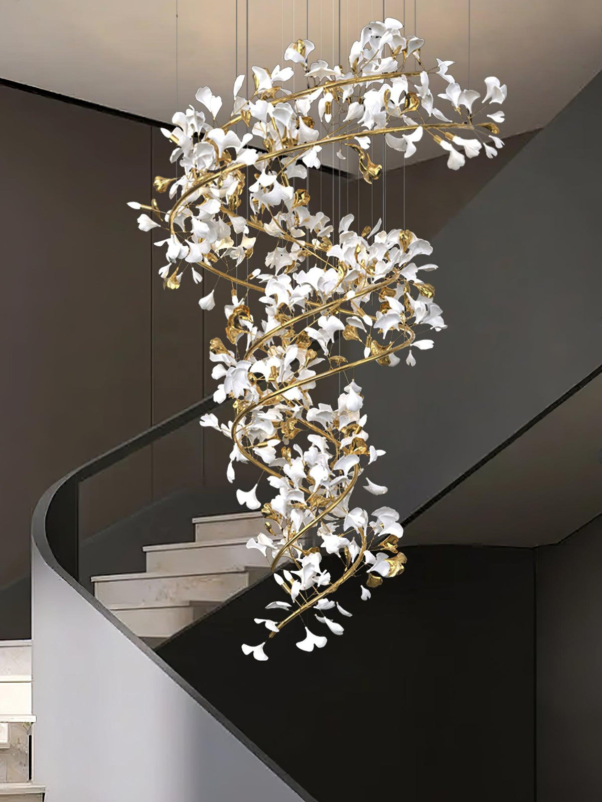 Eloria Cascading Floral Spiral Chandelier-Neutral Decor