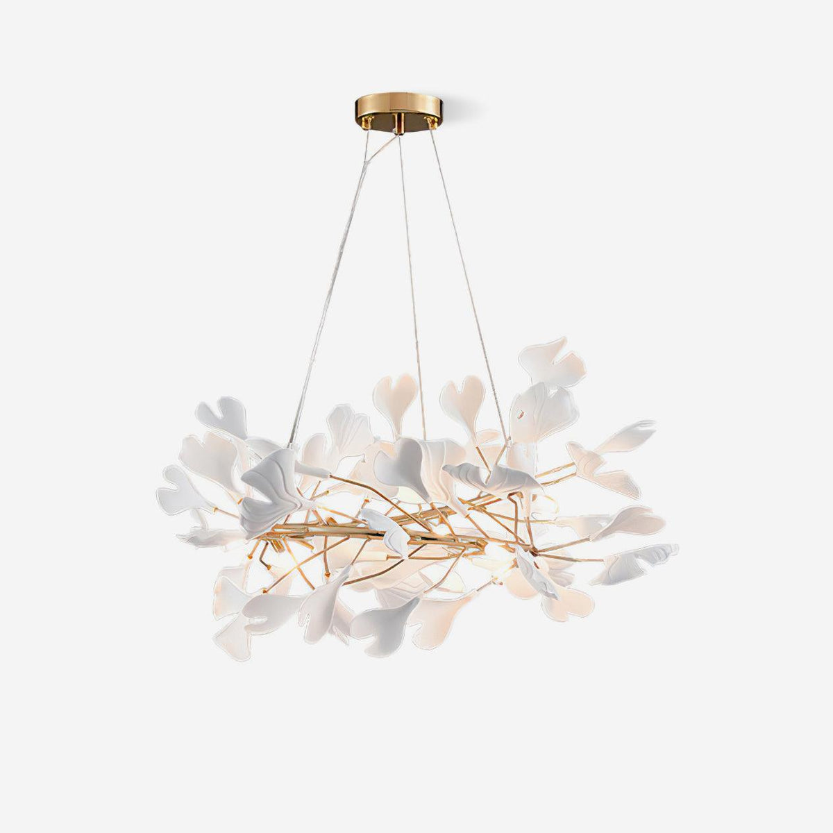 Chandelier White Ceramic Ginkgo Petals U-Neutral Decor