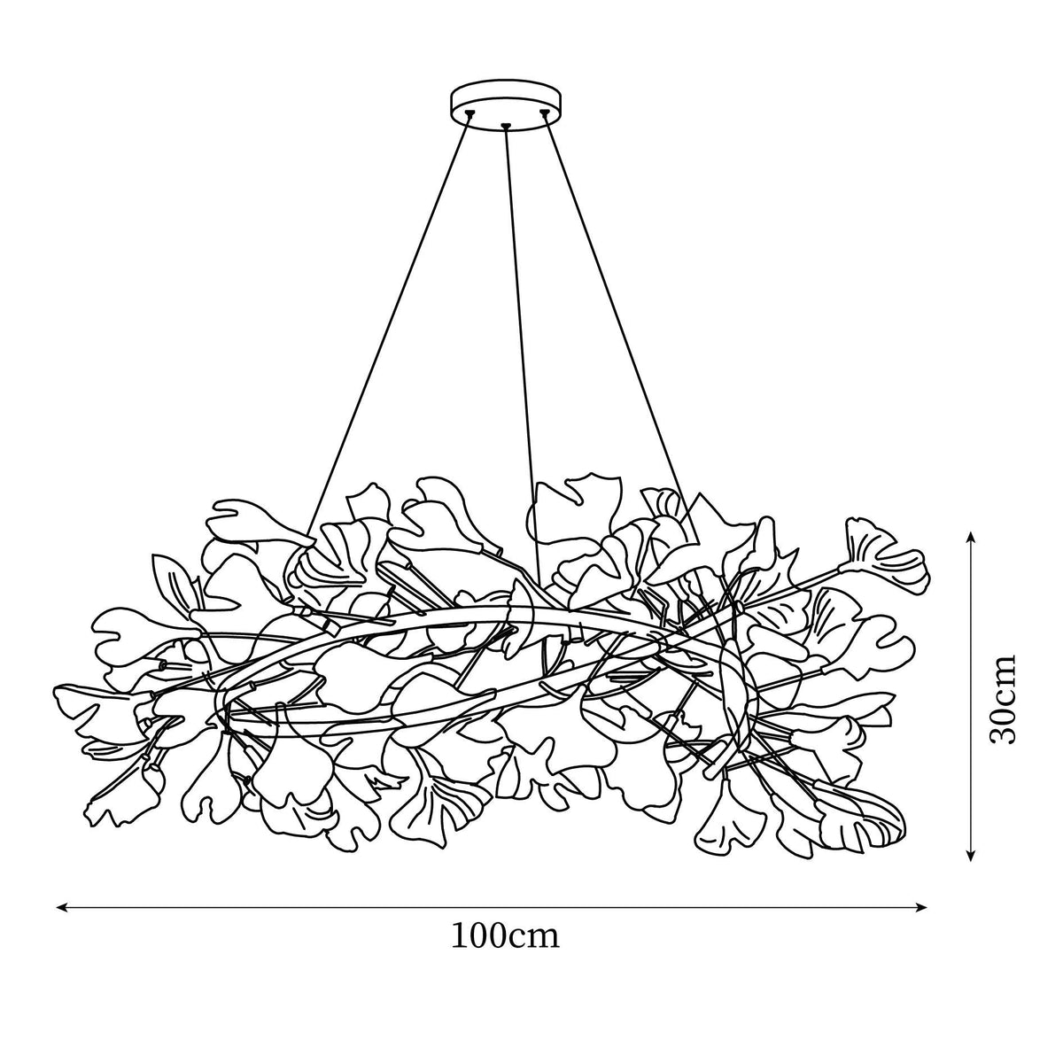 Chandelier White Ceramic Ginkgo Petals U-Neutral Decor