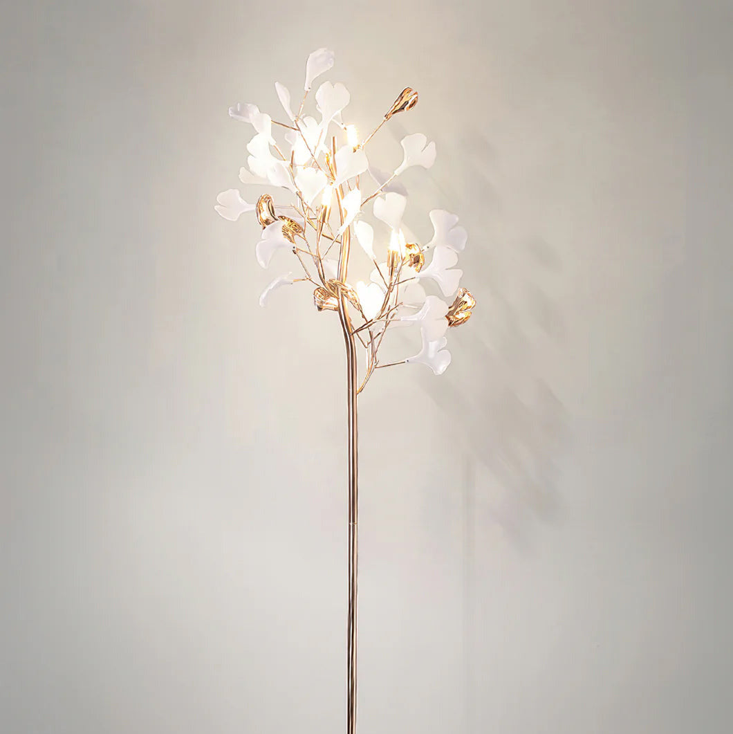 Ella Lampadaire en Céramique avec Feuilles de Ginkgo