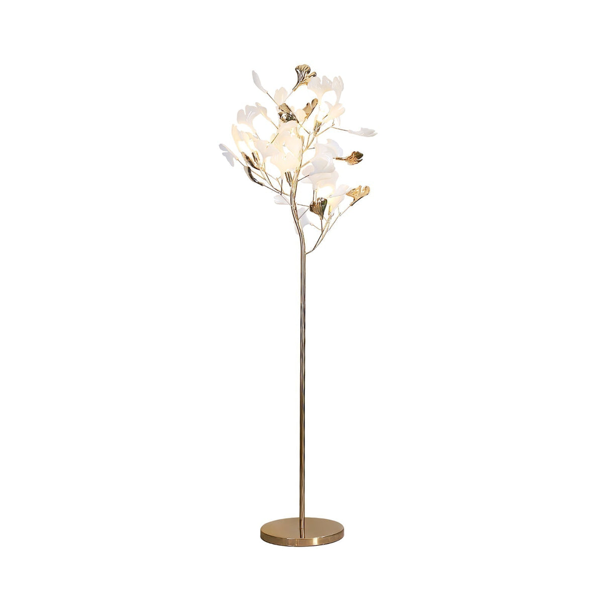 Ella Lampadaire en Céramique avec Feuilles de Ginkgo