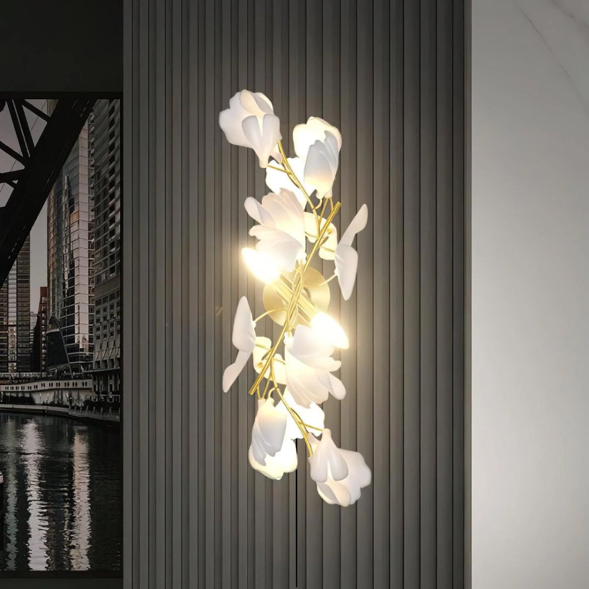 Dovine Applique Murale Fleurs de Ginkgo en Laiton