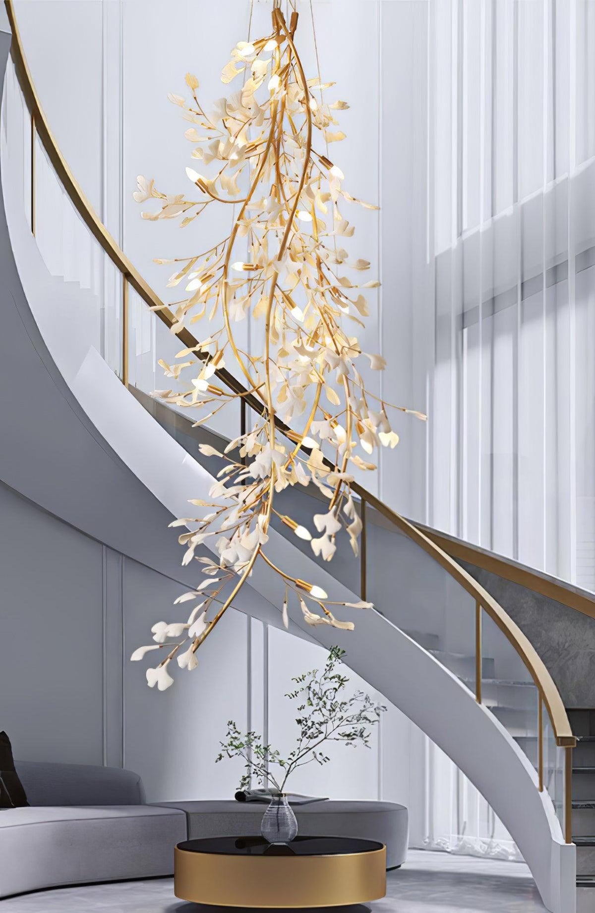 Laurella Lustre en céramique à longues branches de gingko