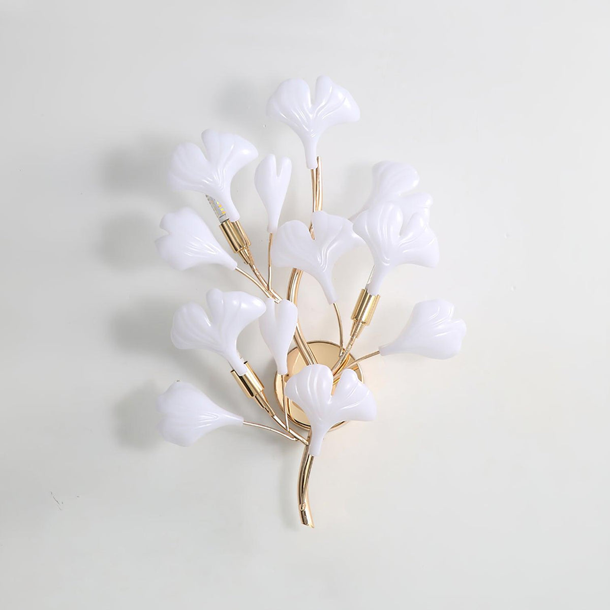 Wall Lamp Gingko Ceramic Petal Shades Gold Art Nouveau-Neutral Decor