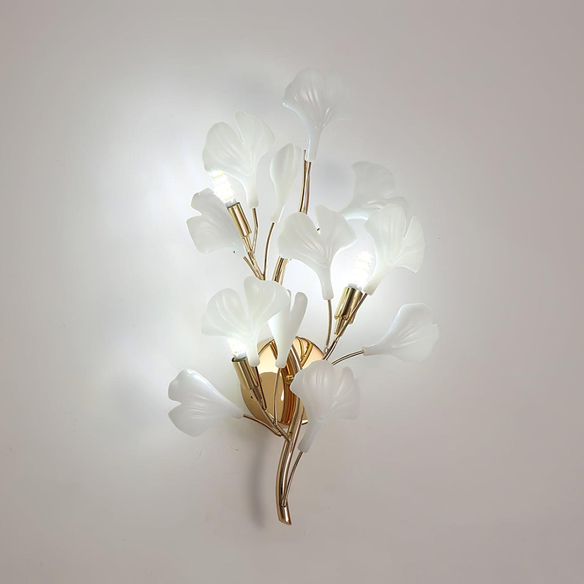 Wall Lamp Gingko Ceramic Petal Shades Gold Art Nouveau-Neutral Decor