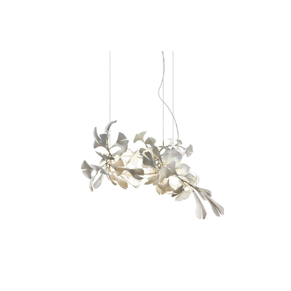 Belilia Lustre en céramique en forme de branche avec feuille de gingko
