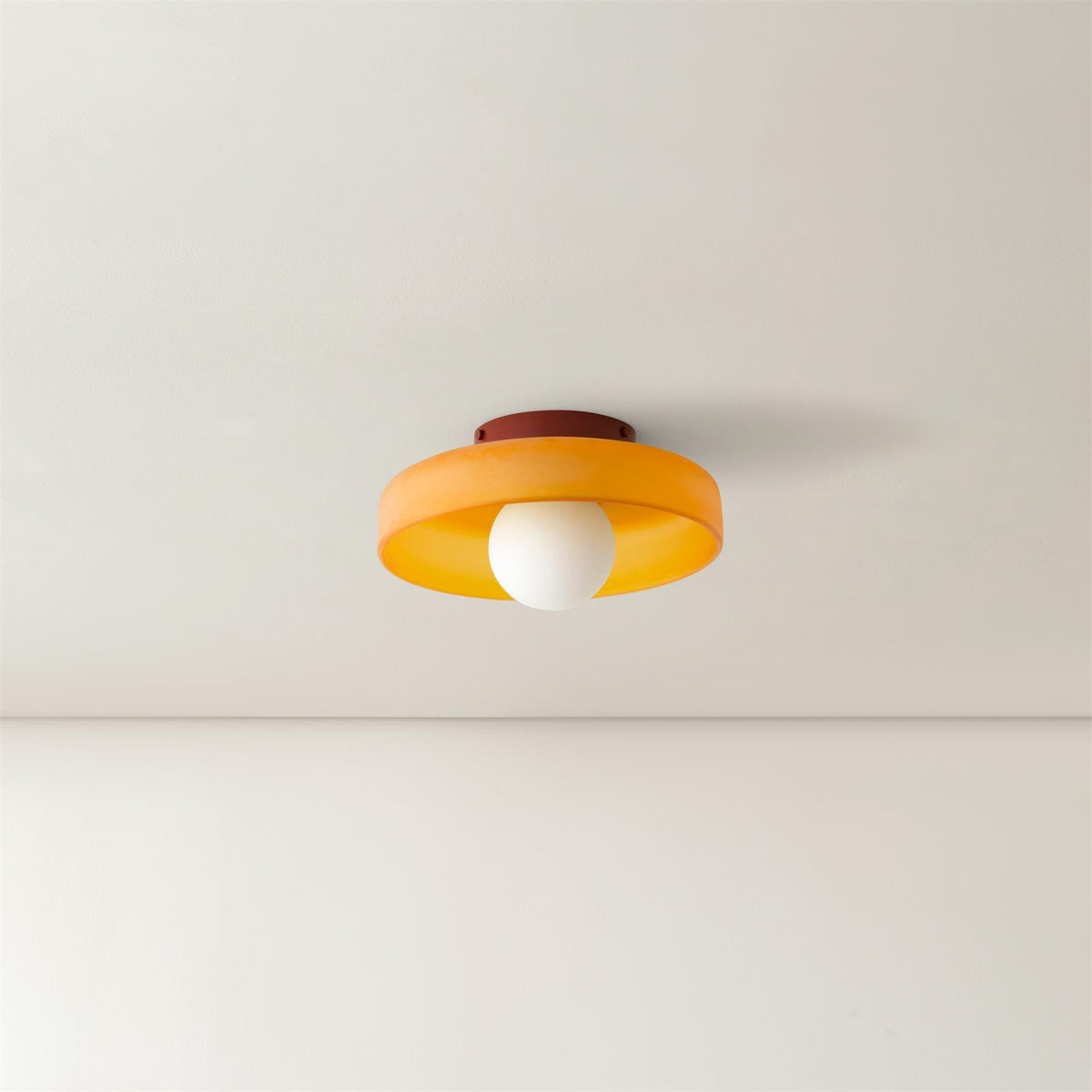 Seressa Plafonnier Orange Anneau Ludique Sculptural