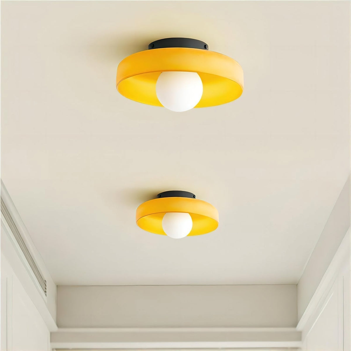 Seressa Plafonnier Orange Anneau Ludique Sculptural