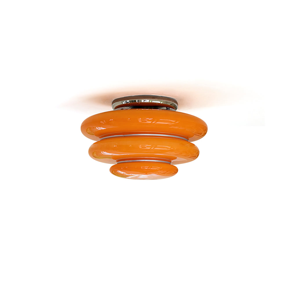 Gispen Orange Ceiling Light with a stacked, retro glass design.
