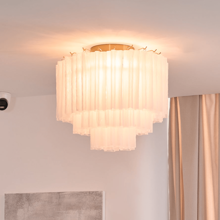Laurivia Plafonnier Blanc Murano Verre Superposé Élégant Moderne