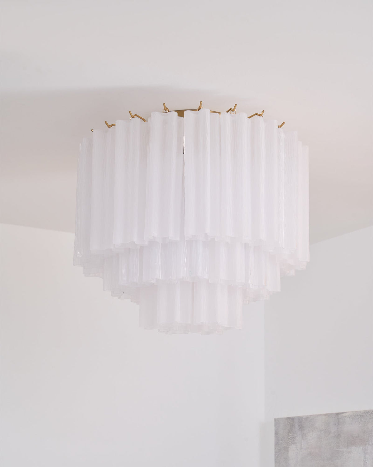 Laurivia Plafonnier Blanc Murano Verre Superposé Élégant Moderne