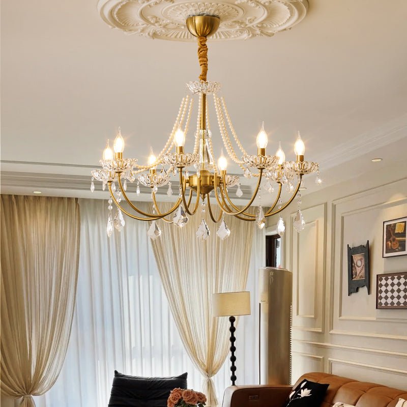 Lorilia Lustre Postmoderne de Luxe en Cristal et Perles