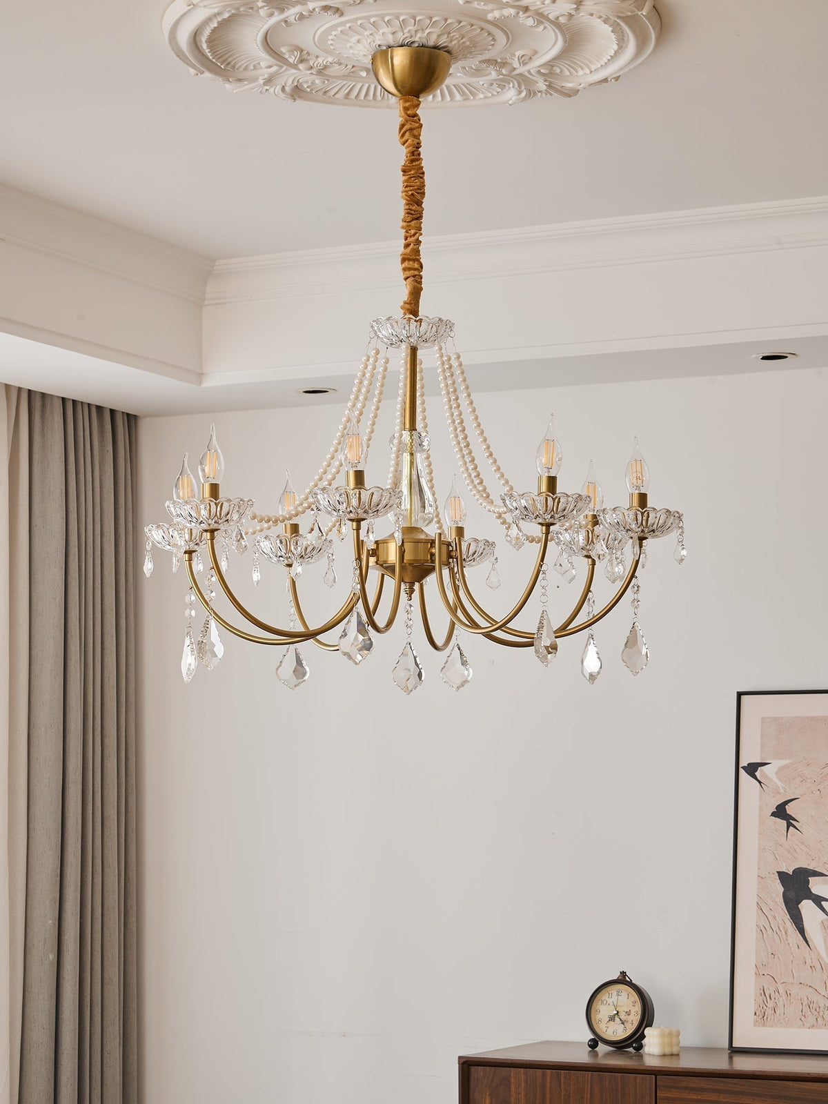 Lorilia Lustre Postmoderne de Luxe en Cristal et Perles