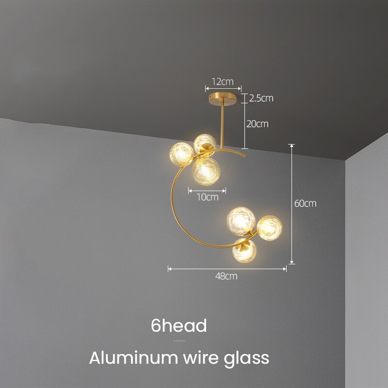 Valentina Boule de Verre Bulles Lampes Suspendues Lampes Dorées Suspension