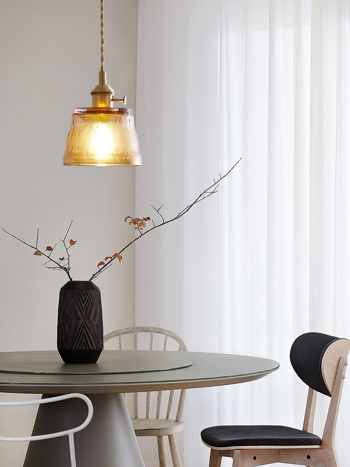Breneon Suspension Lampe en Cuivre et Verre