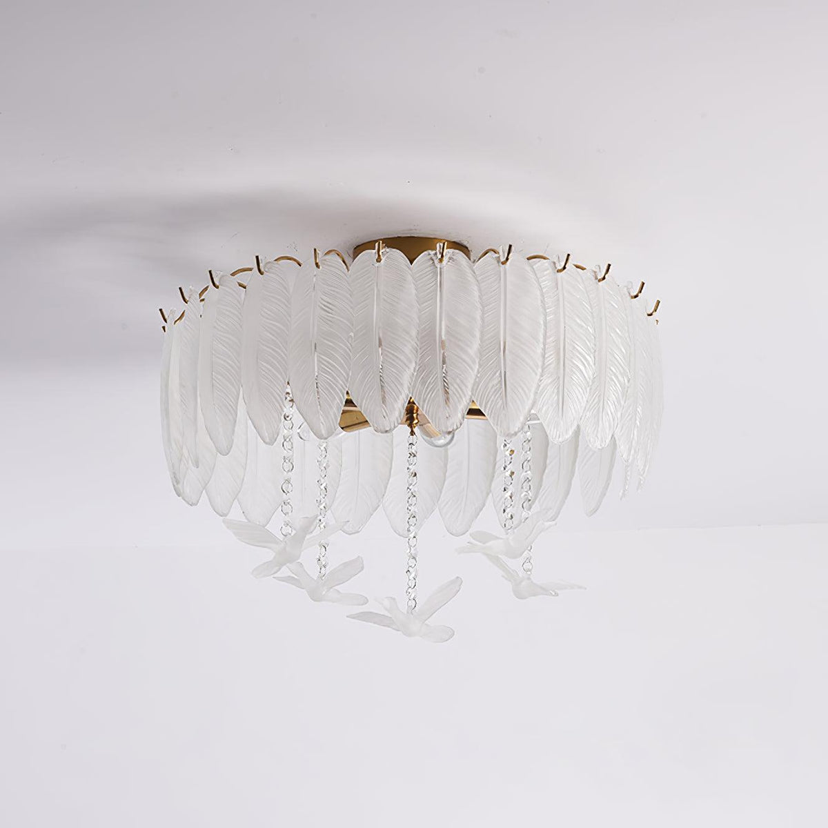 Jovios Plafonnier en Verre Plume Oiseau Élégant