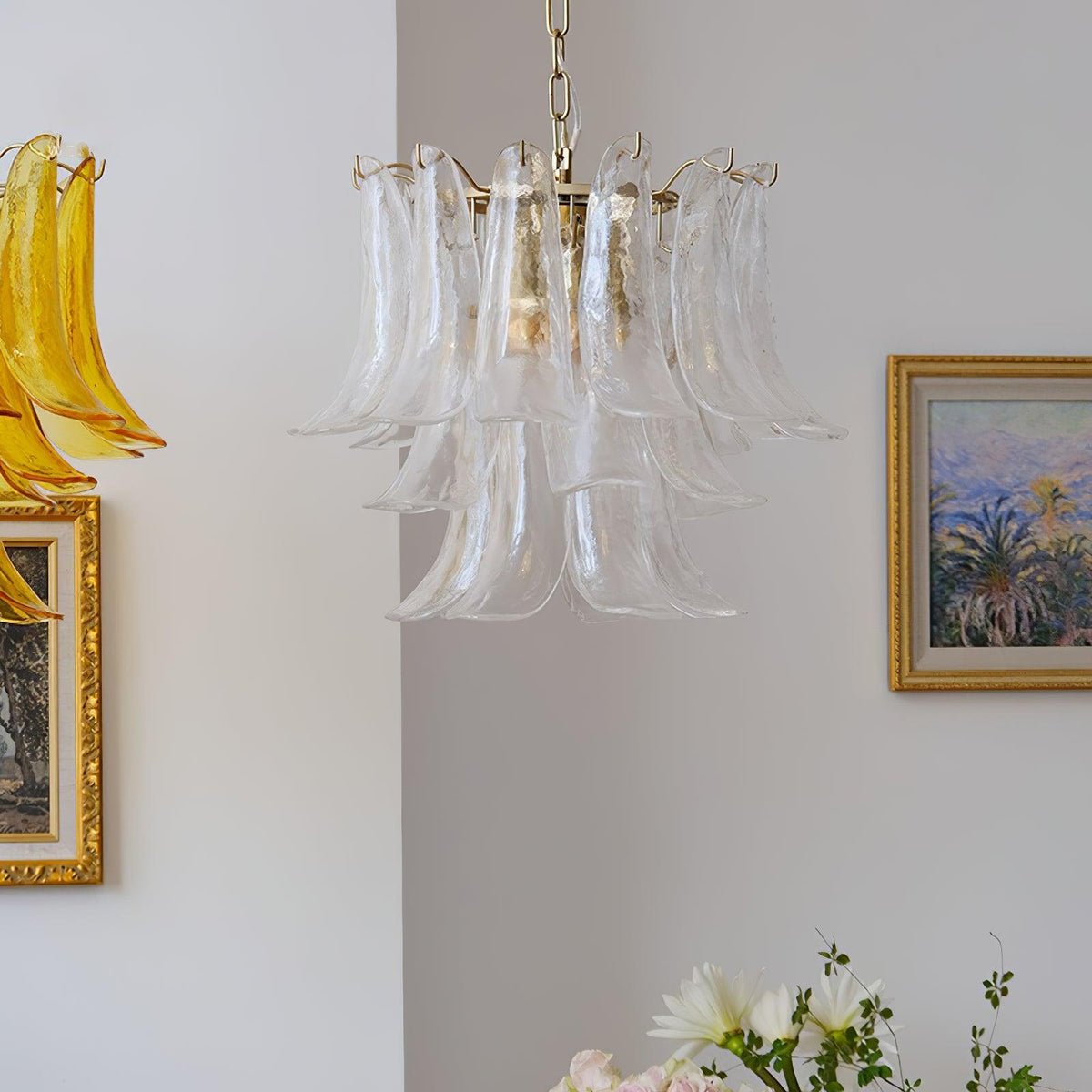 Torio Lustre Murano Verre Feuille Doré