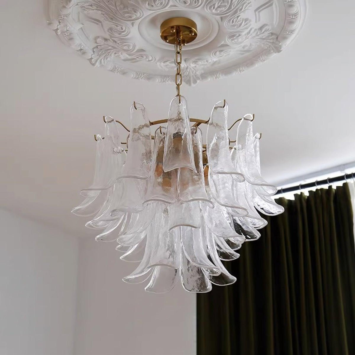 Torio Lustre Murano Verre Feuille Doré