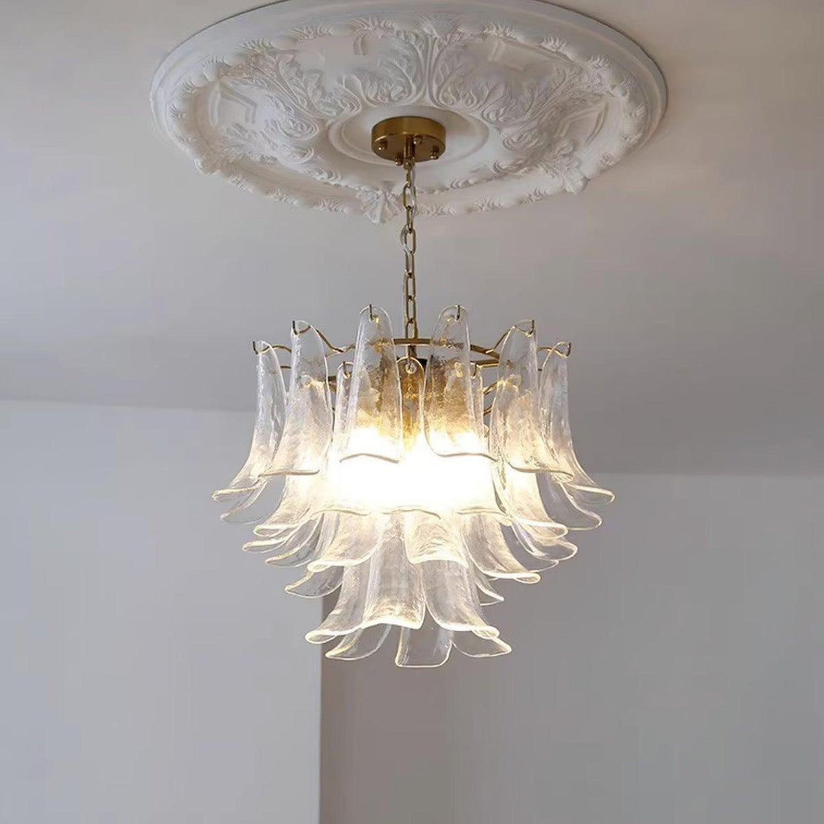 Torio Lustre Murano Verre Feuille Doré